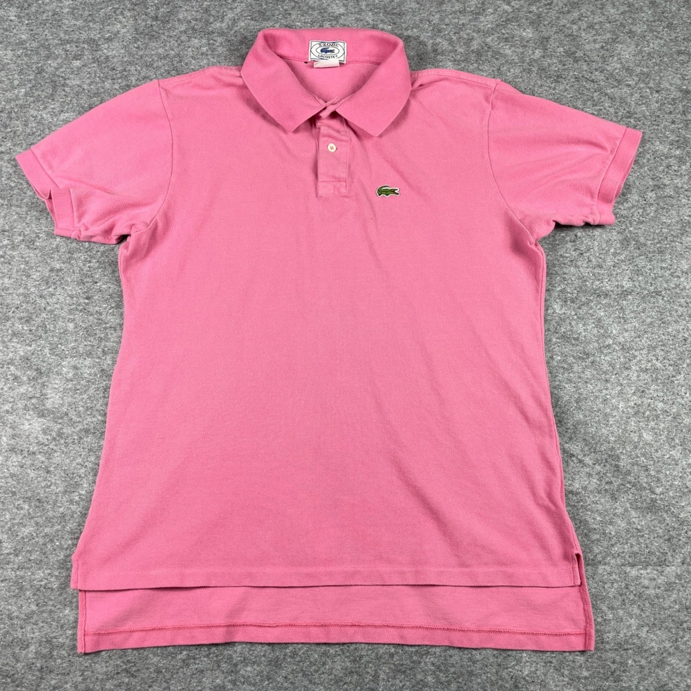 Vintage Izod Lacoste Polo Shirt Mens M Pink Grand Patron Pique 80's Preppy